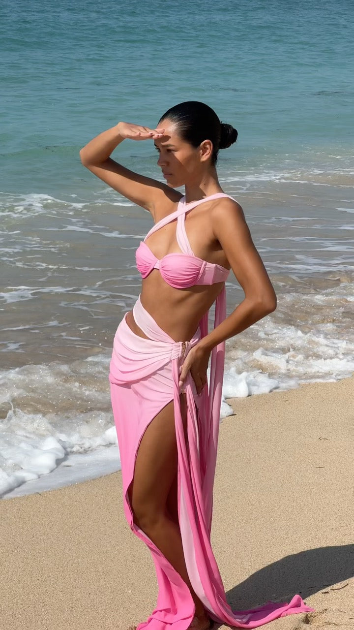 THE PINK OMBRE DRAPE SKIRT
