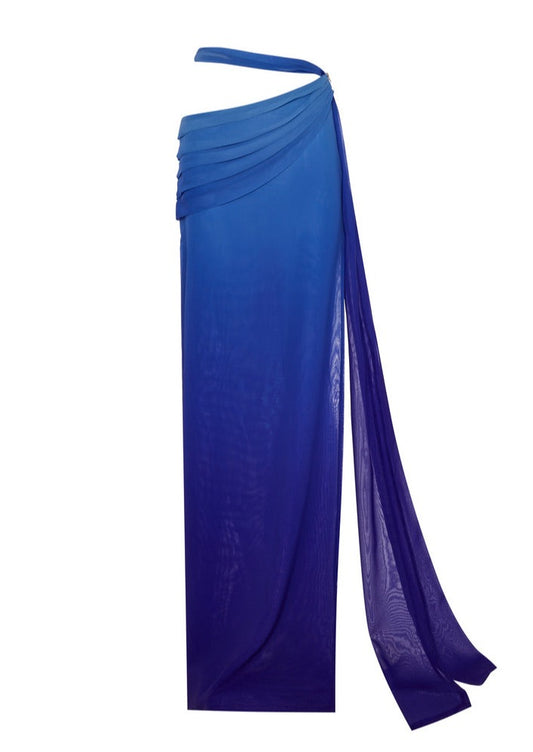 THE BLUE OMBRE DRAPE SKIRT