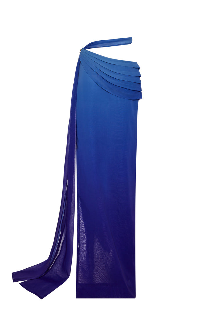 THE BLUE OMBRE DRAPE SKIRT